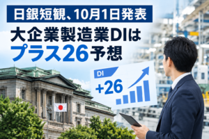 日銀短観、10月1日発表 大企業製造業DIは改善予想
