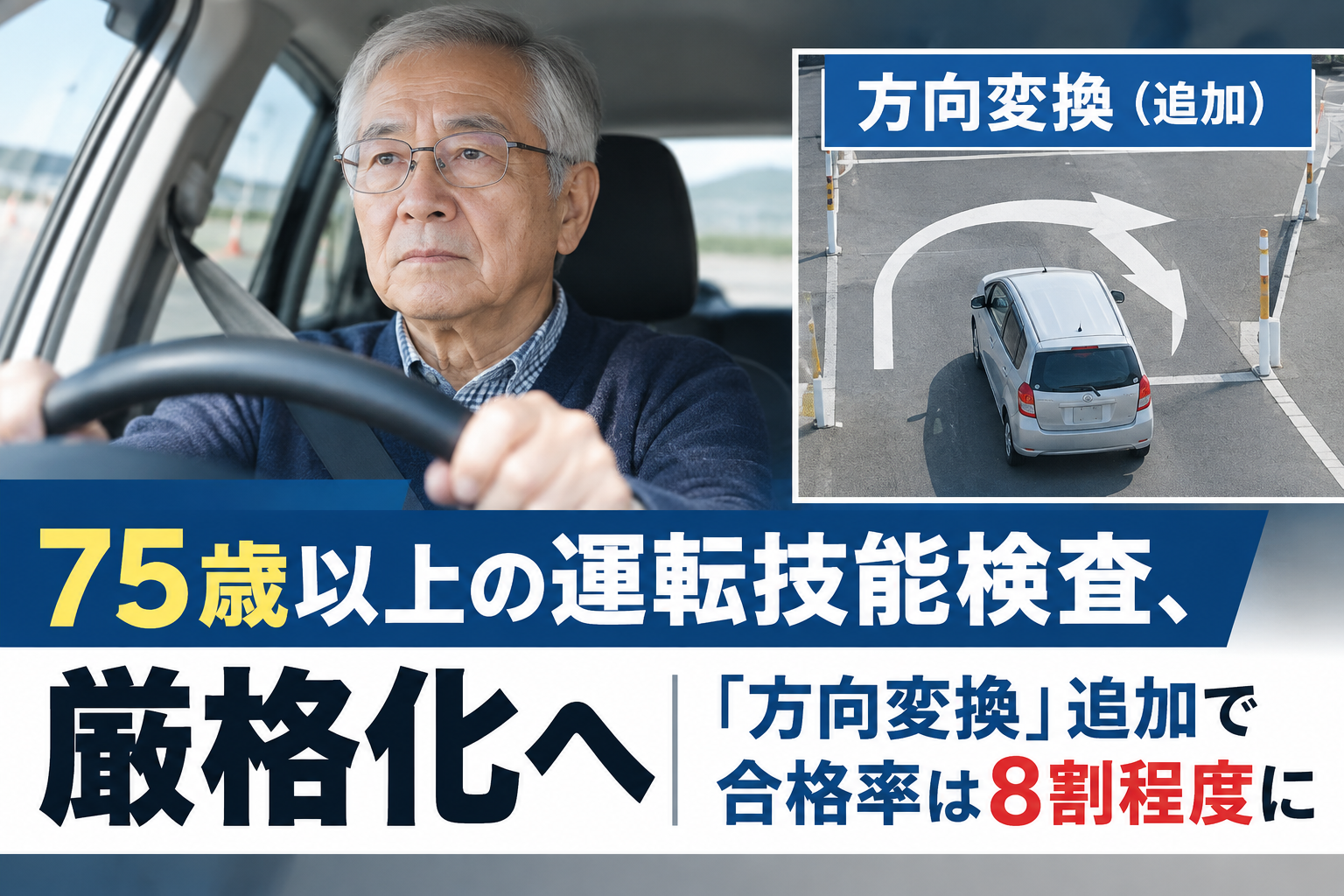 75歳以上の運転技能検査、厳格化へ　「方向変換」追加で合格率は8割程度に