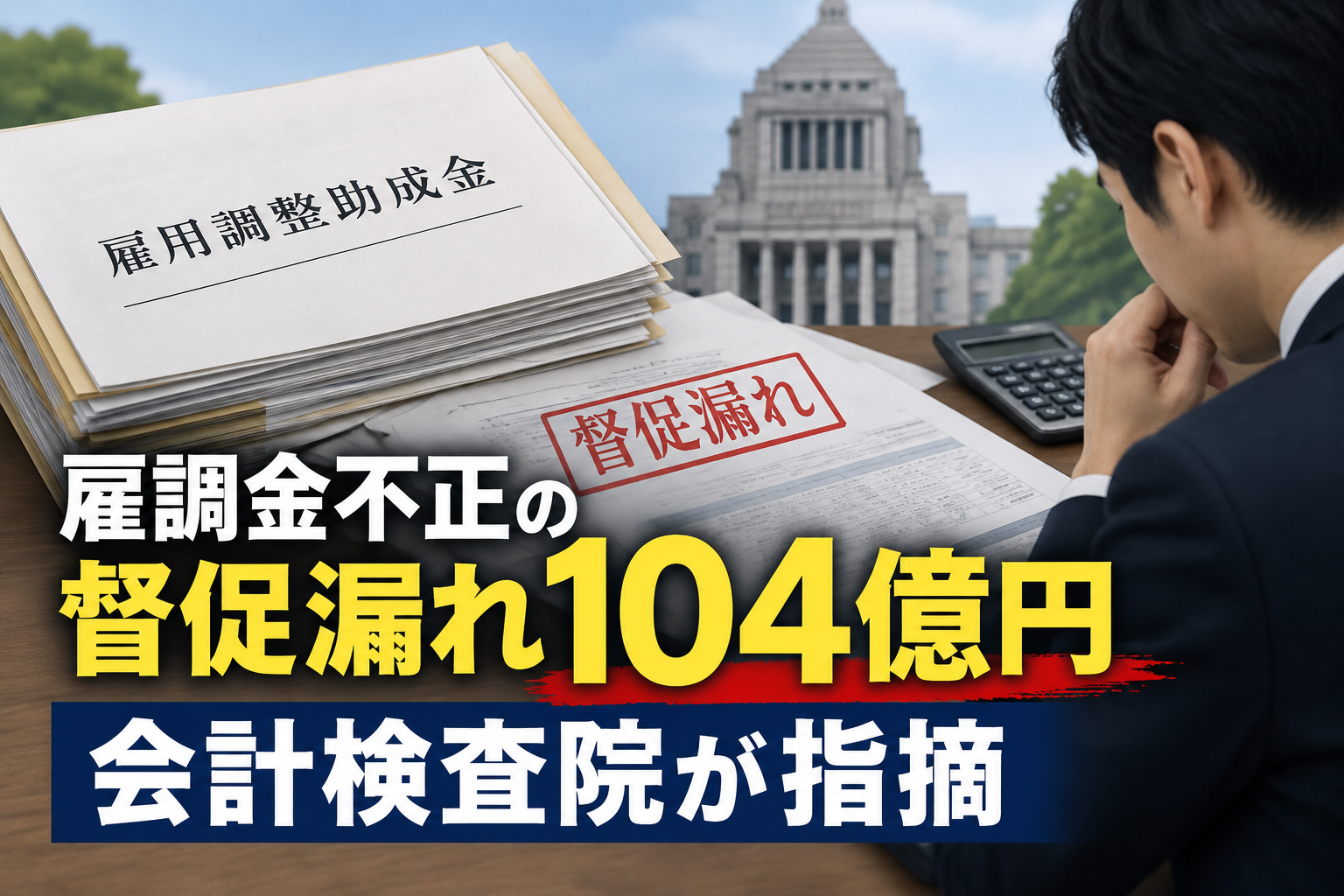 雇調金不正の督促漏れ104億円 会計検査院が指摘