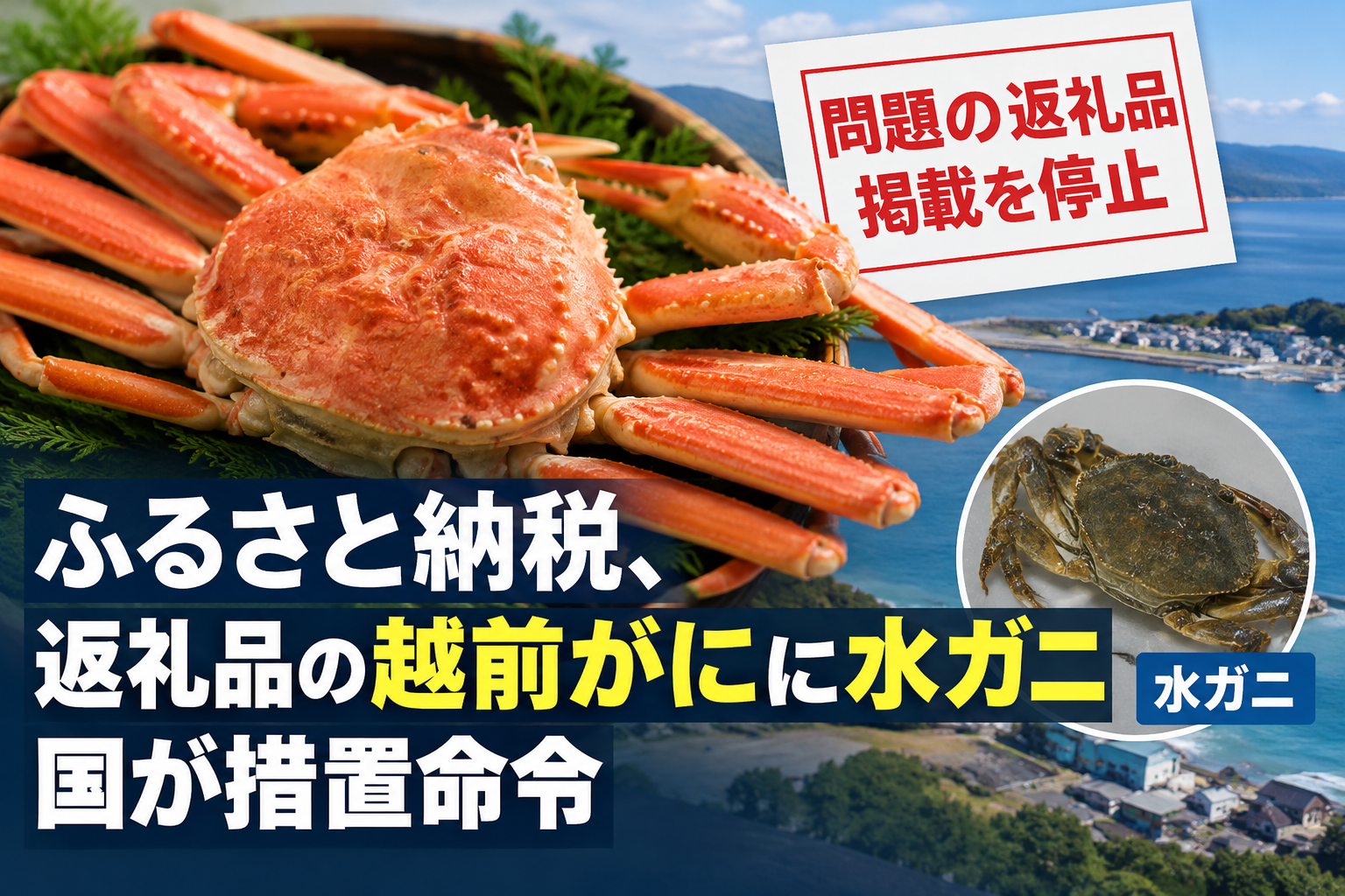 越前町の返礼品「越前がに」に水ガニ混入 国が措置命令