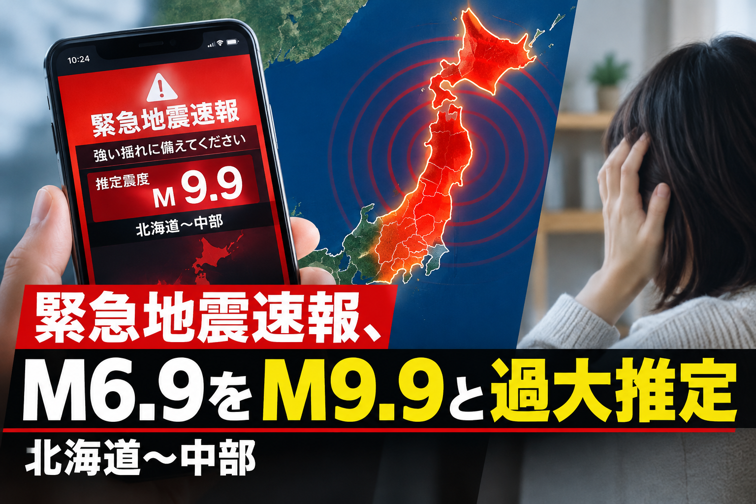 緊急地震速報、M6.9をM9.9と過大推定 北海道〜中部