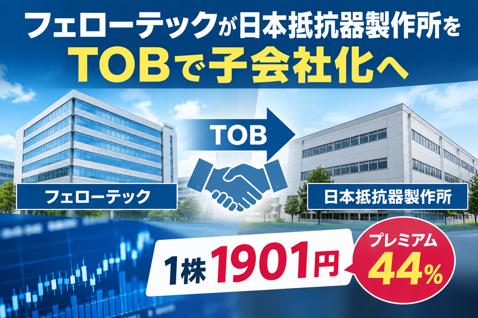 フェローテックが日本抵抗器製作所をTOBで子会社化へ　1株1901円、プレミアム44%