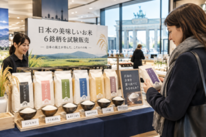 ベルリンの百貨店で日本産米6銘柄を試験販売