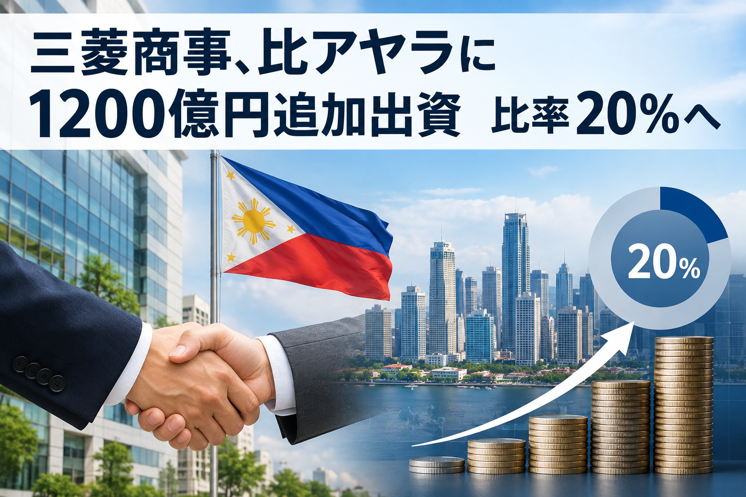 三菱商事、フィリピンのアヤラに1200億円追加出資　比率20%へ