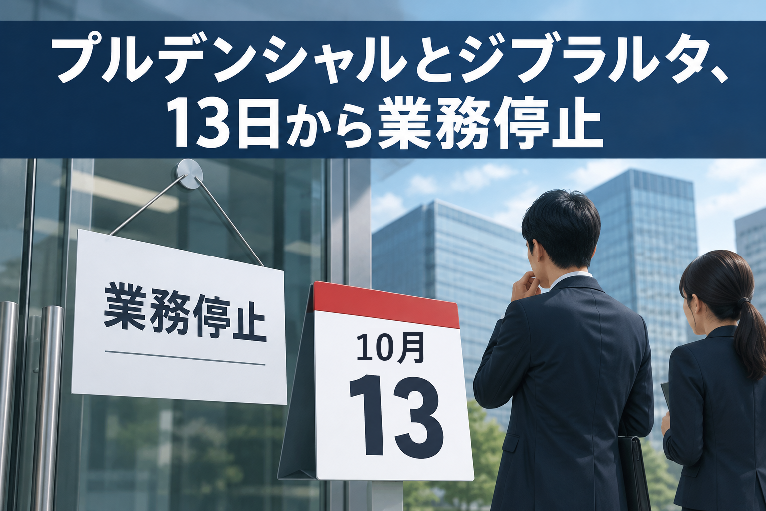 プルデンシャルとジブラルタ、13日から業務停止