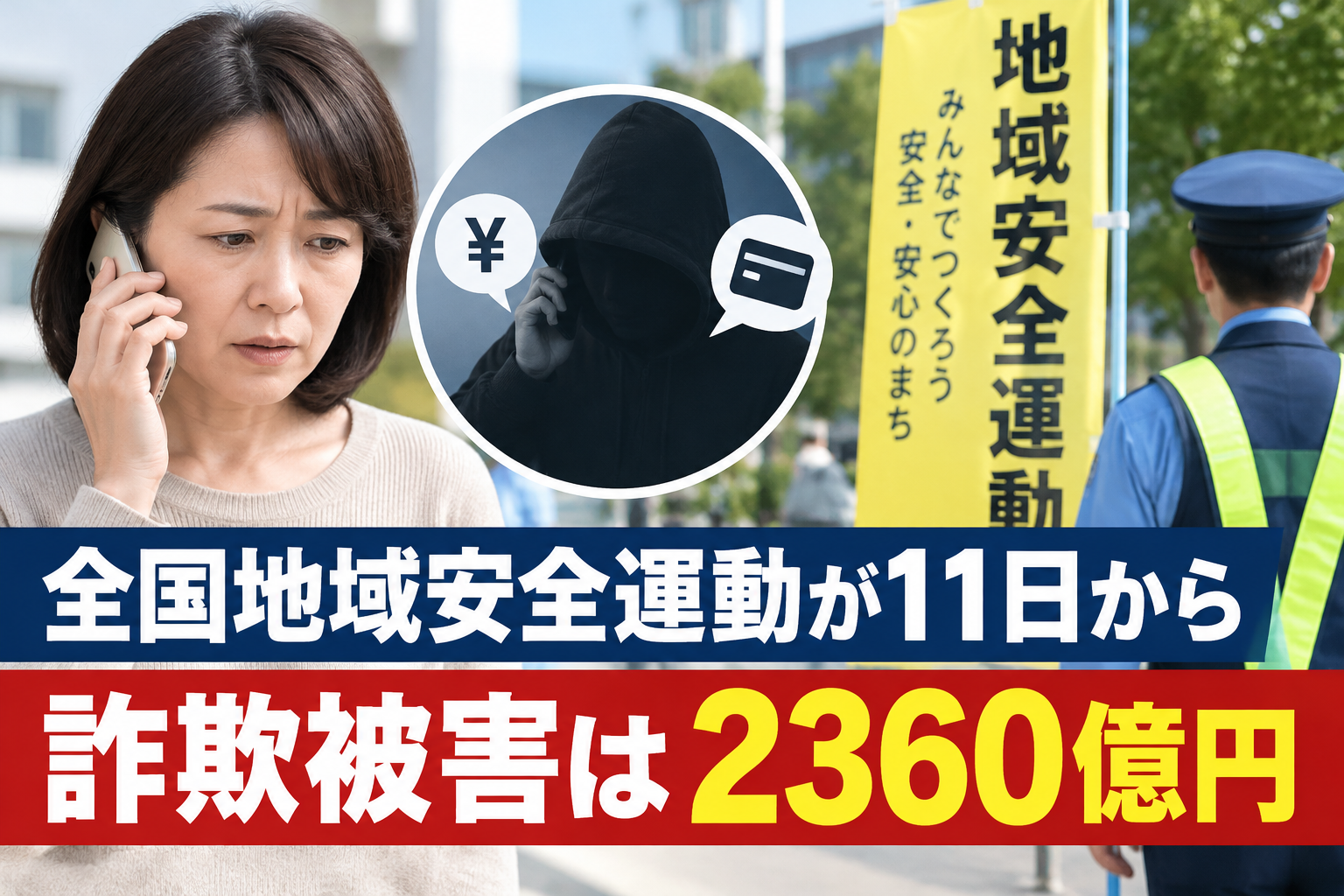 全国地域安全運動が11日から 詐欺被害は2360億円
