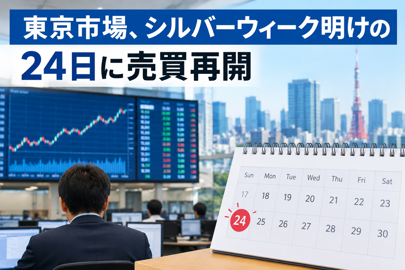 東京市場、シルバーウィーク明けの24日に売買再開
